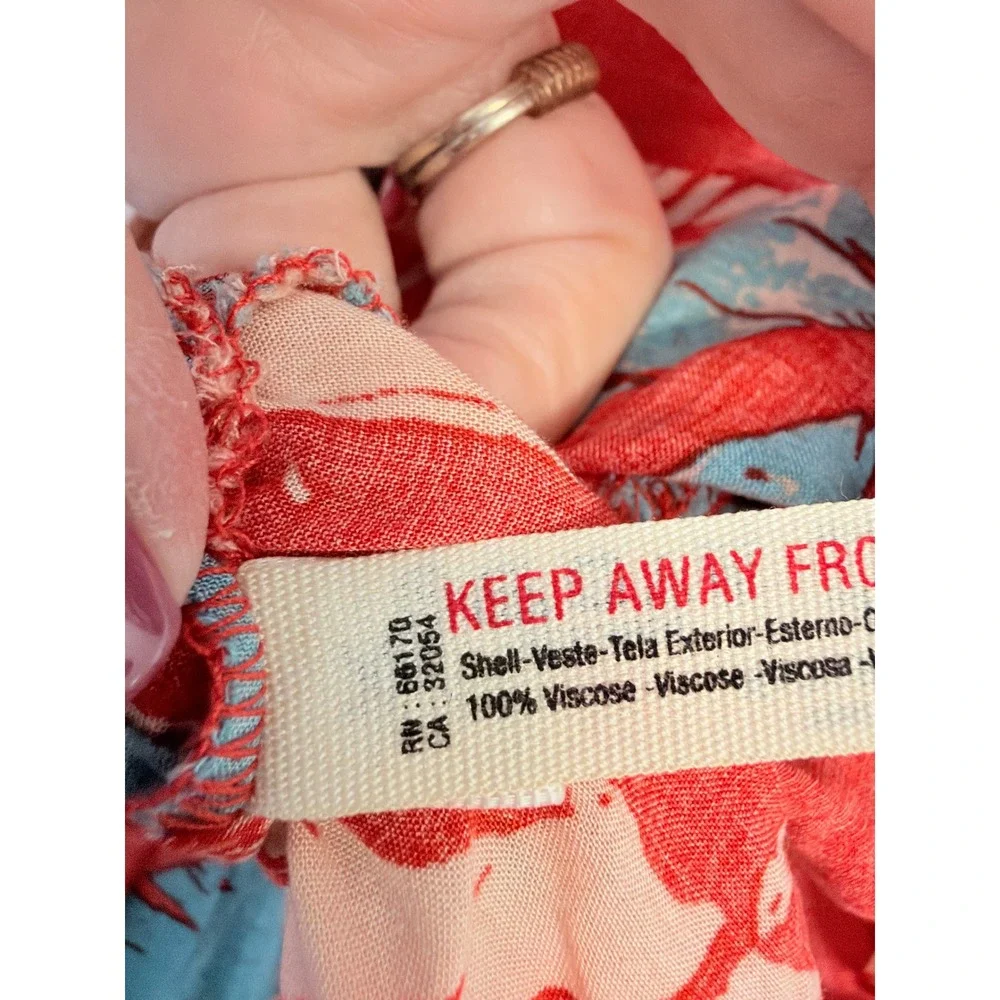 Free People Maxi Dress Smocked Floral Tropical Red Blue Women - Picture 11 of 12